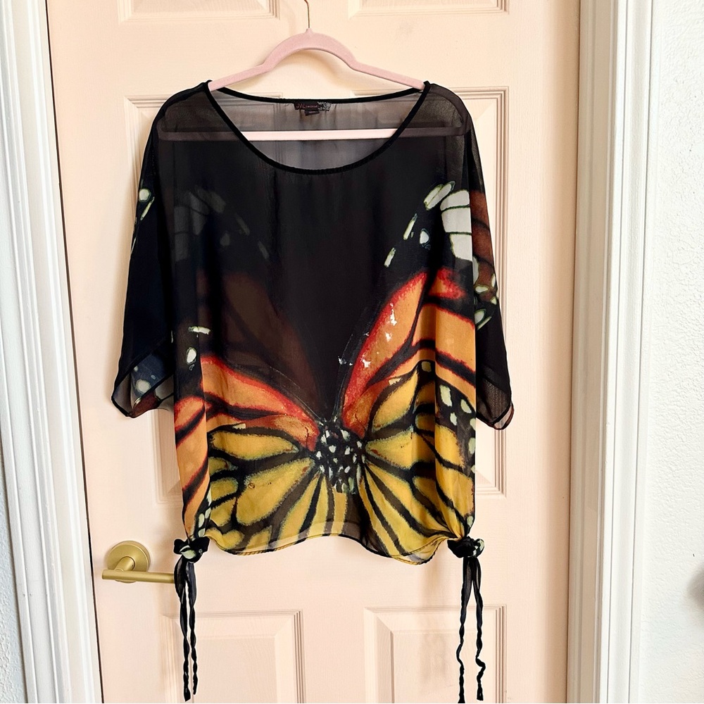 Sheer butterfly jw style poncho top